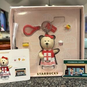China Starbucks Valentine Bearista Keychain with Red and White Outfit